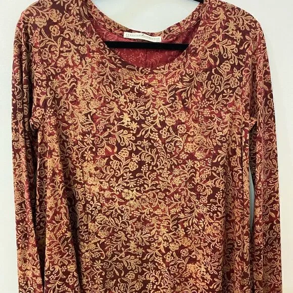 Peruvian Connection Long Sleeve Floral Pima Cotton Modal Blouse Women Size XS-S - Picture 7 of 8